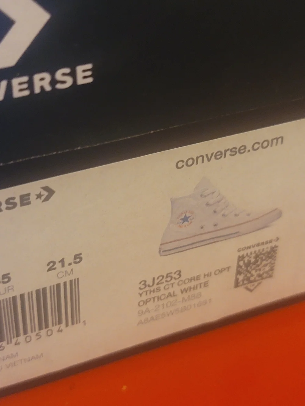 Converse Kids White High-Top Sneakers with Red Stripe